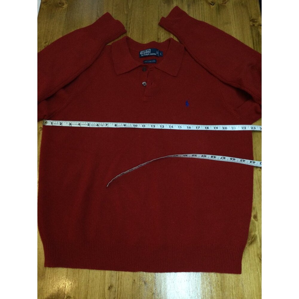Polo Ralph Lauren Mens Red Lambs Wool Sweater Sz L Preppy Old Money Long Sleeve - Picture 5 of 6